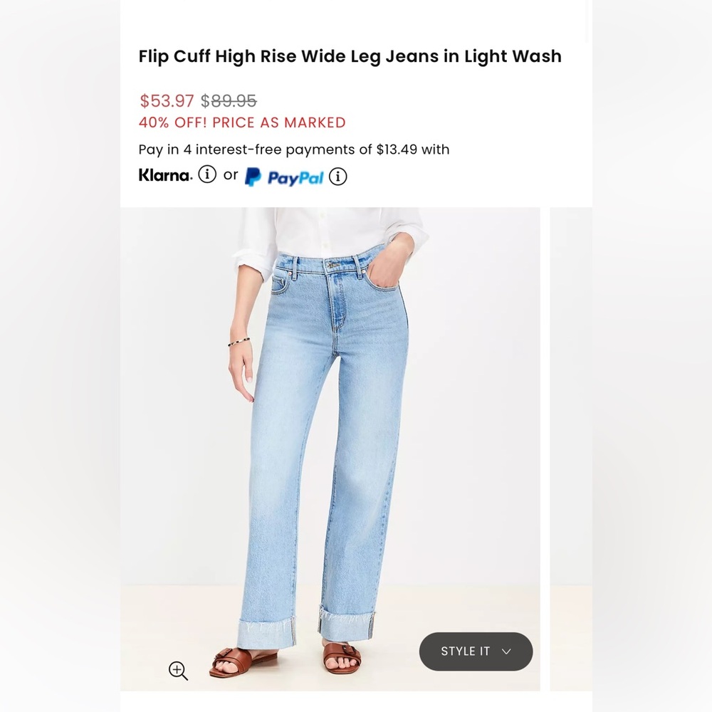High rise wide leg jeans